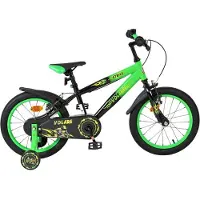 Volare Vélo pour enfants Strike - Garçon - 16 pouces - Noir/Vert - Deux freins à main