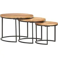 Prolenta Maison Exclusive - Ensemble de 3 tables gigognes en bois massif d'acacia