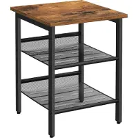 Vasagle Table basse de salon, table de chevet de style industriel pour chambre à coucher, avec 2 étagères en filet réglables, construction métallique solide
