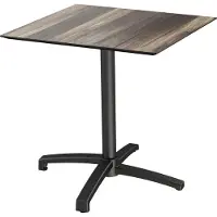 Essentials Table de terrasse X Cross, structure noire et plateau en stratifié imitation bois tropical, 70 x 70 cm, 1 pièce