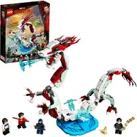 LEGO 76177 Marvel Mesure de force dans le village antique Set avec dragons et 4 super-héros comme minifigures, Jouets dès 8 ans