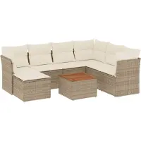 vidaXL Ensemble de jardin canapé 8 pièces avec coussins Beige Poly Rattan