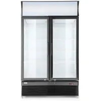 Hendi Réfrigérateur Arktic avec panneau lumineux, 2 portes vitrées, 8 étagères et une capacité de 618 litres