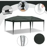 Jayseuw Pavillon Pavillon pliant 3x6m Gris Tente de réception Protection UV Réglable en hauteur Avec sac de transport, pour l'extérieur, le jardin, le camping Sans parois latérales