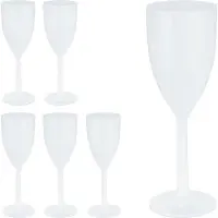 Relaxdays Verres à vin en plastique , lot de 6, incassables et sans BPA, 220 ml, verres à vin blanc réutilisables, verres à vin de camping, blancs