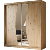 MargaretHadas24 Armoire Vex de 200 cm avec miroir, 2 portes coulissantes (couleur : artisan)