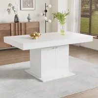 MODFU Table À Manger - Extensible Avec Rangement Pratique, Structure Métal Et Plateau MDF Blanc, Pour Salon Et Cuisine, 140/180 x 80 x H 76 cm - Blanc