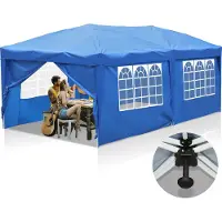 Aopunly Pavillon pliable 3 x 6m Pop Up Pavillon pliable Tente de jardin, protection UV 50+ Pavillons & tentes de réception, avec 4 côtés Bleu