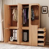 Merax Armoire avec tiroirs et penderie, meuble de rangement avec compartiments, espace ouvert pour les vêtements sur le côté droit, chambre à coucher, couloir, style naturel