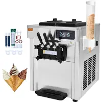 Vevor Machine à Crème Glacée Commerciale 18-28 L/h 3 Saveurs