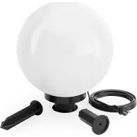 Wiltec Lampe boule extérieure – 300 x 300 x 510 mm – Ø 30 cm – Luminaire ronde de jardin avec piquet – Lampadaire IP44 avec Douille de 40W E27