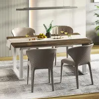 FlexiSpot Table de salle à manger réglable en hauteur 180x80 cm, électrique, 4 pieds stables, jusqu'à 150 kg, avec fonction mémoire, design moderne pour la salle à manger, marron