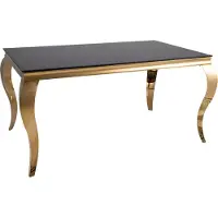 Feldmann-Wohnen Table de salle à manger Prince - Couleur et dimensions au choix : verre noir / doré
