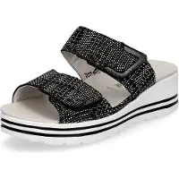 Waldlaufer Mules pour femmes H-Michelle 728501-304-002 noir/blanc, pointures 37,5 - 40, cuir, équipement complet, semelle intérieure amovible