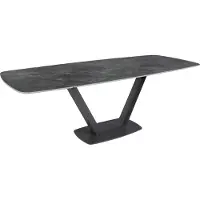 ANGEL CERDA SL Angel Cerdá Table de salle à manger extensible baril ovale marbre porcelaine en acier époxy noir 1132