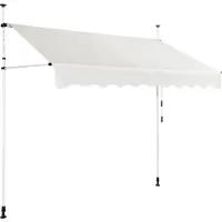 Costway 250cm de large Marquise à pince Marquise de balcon avec manivelle Marquise solaire 200-300 cm réglable en hauteur sans percer Beige