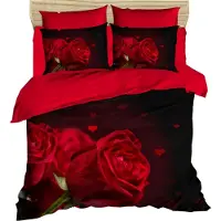 L'essentiel Maison , 215, King-Size-Bettbezug-Set (FR), 100 % POLYESTER-MICROSATIN, Rot, 240 x 220 cm