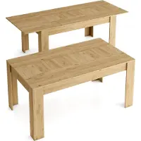 Skraut Home NATURALE Table de Salle à manger 140cm extensible 200cm, 90.4x140.4/200.4x76.1