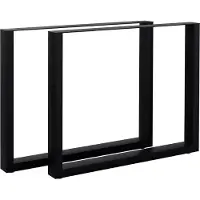 CLP Pieds de table modernes, profil carré, couleur noire, avec protections intégrées pour le sol, capacité jusqu'à 400 kg, lot de 2