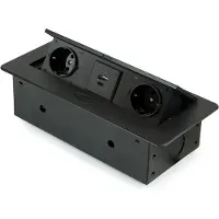 Emuca Multiconnecteur Atom 26 Lite pour bureau, 265 x 120 mm, Peint en noir