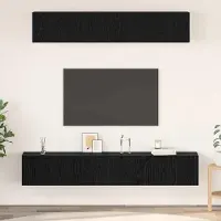 Prolenta Meuble TV exclusif - Ensemble de 5 pièces, finition bois imitation chêne noir, fabriqué en panneaux de particules