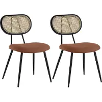 Happy Garden Lot de 2 chaises en cannage et tissu boucle rouille ELENA