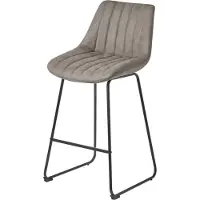 Homescapes Chaise de bar "Ascot" Tabouret de bar en similicuir Chaise de bar avec dossier hauteur 97cm - gris