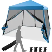 Costway Gloriette de jardin NP10301BL, avec sac, hauteur réglable, avec moustiquaire, protection UV, 3x3 m - N