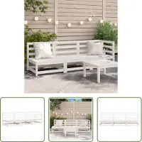 The Living Store Canapé de jardin 3 places blanc pin massif