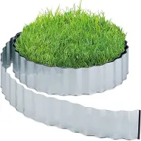 Relaxdays Bordure de pelouse 15 m, bordure de parterre en métal galvanisé, flexible, pour parterres ou pelouses, hauteur 16 cm, couleur argent