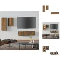 vidaXL Ensemble de meubles TV 4 pièces chêne fumé bois composite - Meubles TV