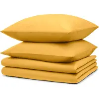 Blumtal literie 2x 135x200cm + 2x taies d'oreiller 80x80cm - Microfibre Bed Sheets 135x200cm - Set de 4 draps de lit jaune