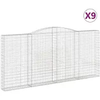vidaXL Gabions avec arc surélevé 9 pcs. 400x30x180/200cm Fer galvanisé