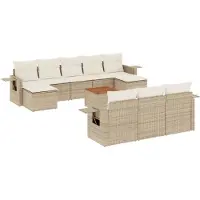 vidaXL Ensemble de salon de jardin 11 pièces avec coussins Beige Poly Rattan