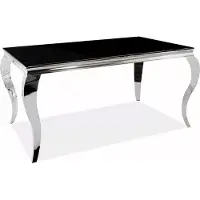 Feldmann-Wohnen Table de salle à manger Prince - Couleur et dimensions au choix : verre noir / chrome