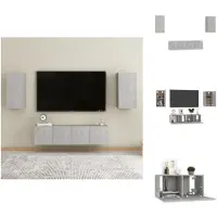 vidaXL Ensemble de meubles TV 4 pièces gris béton Matériau dérivé du bois - Meubles TV