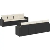 vidaXL Ensemble de salon de jardin 9 pièces avec coussins noir poly rotin