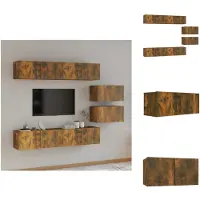 vidaXL Ensemble de meubles TV 6 pièces chêne fumé bois composite - Meubles TV