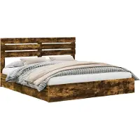 Syfax Lit de Rangement Chêne fumé 180 x 200 cm Bois d'ingénierie