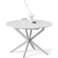 Livinity Table de salle à manger Firenze, 120x120cm extensible, blanc/gris/Gris