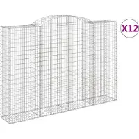 vidaXL Gabions avec arc surélevé 12 pcs 300x50x200/220cm Fer galvanisé