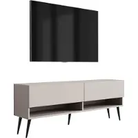 3Xeliving Buffet TV 140 cm Cachemire, pieds noirs inclinés, 140 × 32 × 52 cm