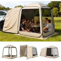 Vevor Tente Moustiquaire Hayon 182,5x182,5x220 cm Abri Moustiquaire Arrière SUV 4-6 Personnes Tente Pliante pour Coffre Voiture Camping Jardin Terrasse Activité Plein Air