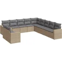 Sonstiges Salon de jardin 11 pcs avec coussins beige résine tressée