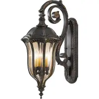 Casa Padrino Baroque Applique murale extérieure Marron / Bronze / Or 30,5 x 45,7 x H. 76,2 cm - Elégante lampe d'extérieur pour balcon jardin terrasse - Eclairage extérieur de style baroque