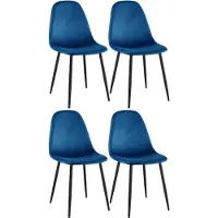 CLP Lot de 4 chaises de salle à manger Napier, rembourrées, supportant jusqu'à 150 kg, bleu, en velours