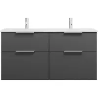 Burgbad Eqio double lavabo en verre avec meuble sous-lavabo, largeur 1220mm, SEYY122F6584A0070G0146