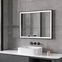 Quality Heating Miroir de salle de bain - noir - 30Watt, 60x60cm avec LED et anti-condensation