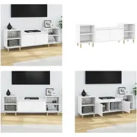 vidaXL Armoire TV Blanc 160x35x55 cm Bois composite - Armoire TV - Meubles TV - Support TV