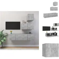 vidaXL Ensemble de meubles TV 4 pièces gris béton Matériau dérivé du bois - Meubles TV